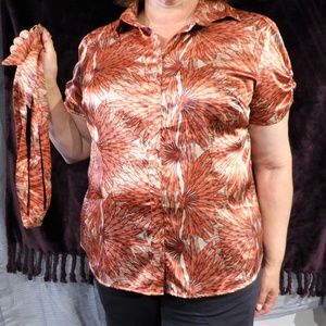 Lane Bryant 22/24 Floral Collared Button Down